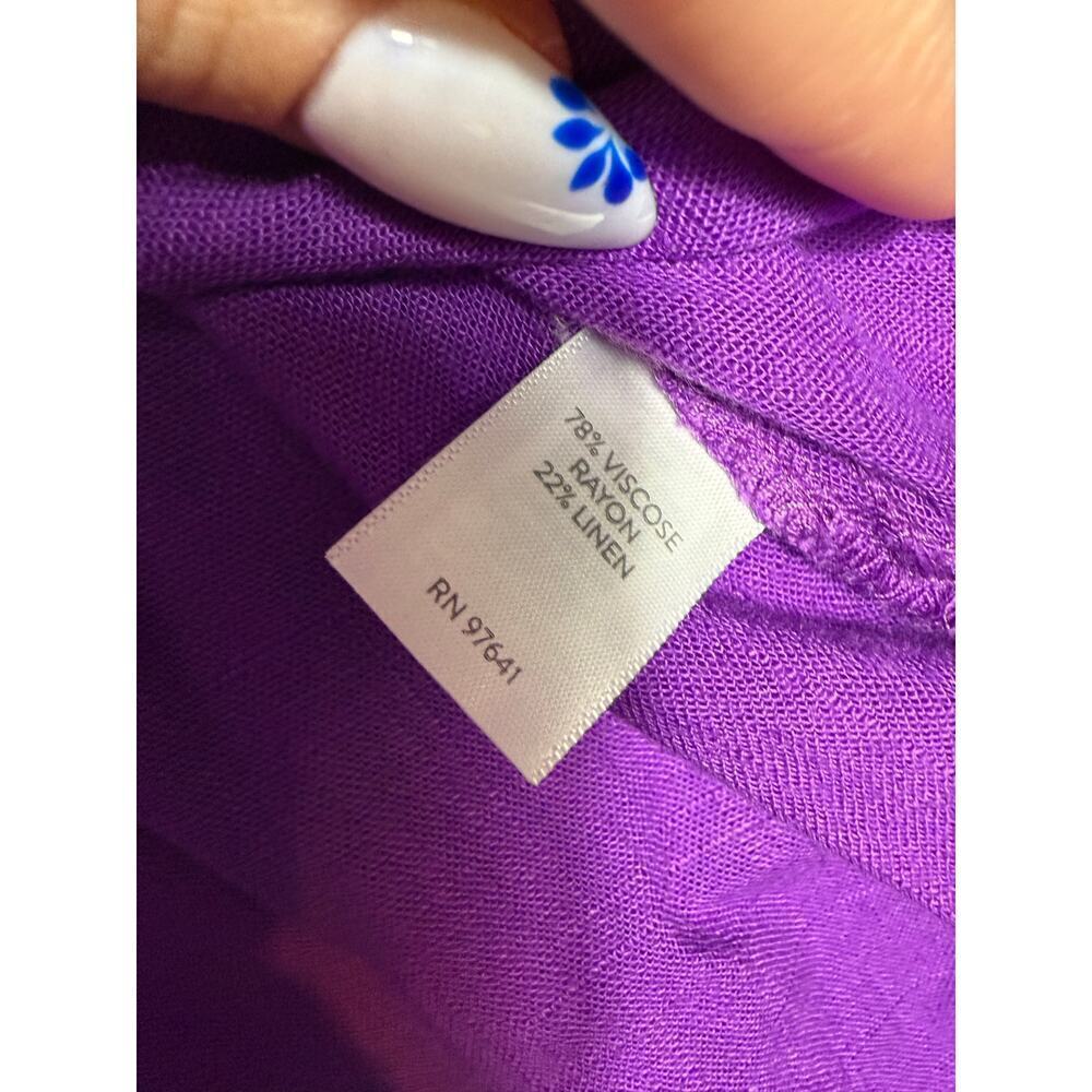 NEW- NWT J.Jill Purple Linen Blend Button Front Dress Size L - Picture 6 of 7
